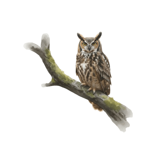 An owl perched on a branch